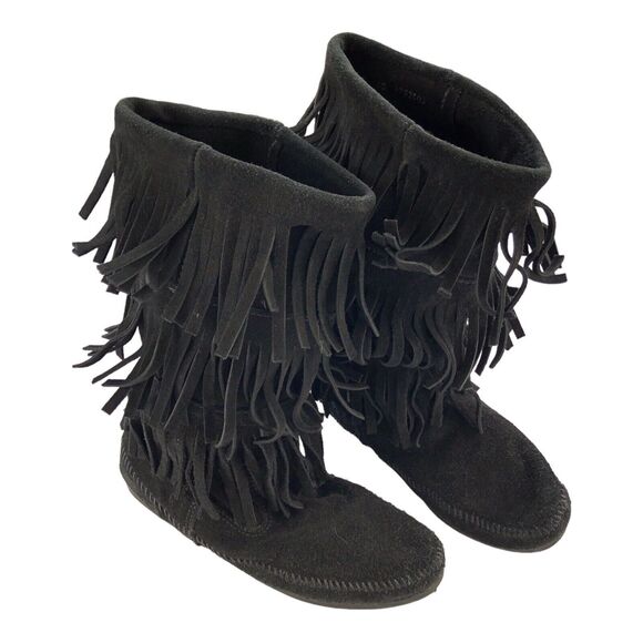 Minnetonka 3 layer fringe boots size 10 - Picture 1 of 9